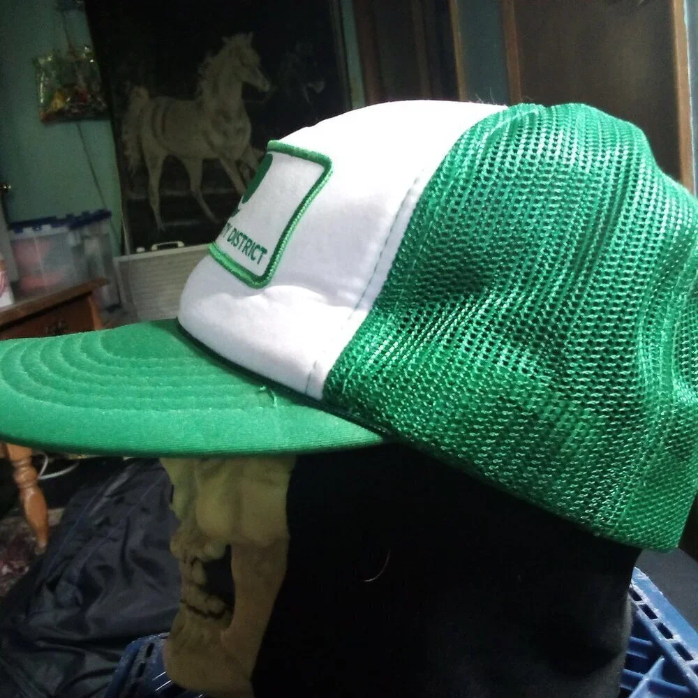Deadstock Vintage Emerald People's Utility District Patch Snap Trucker Hat Cap